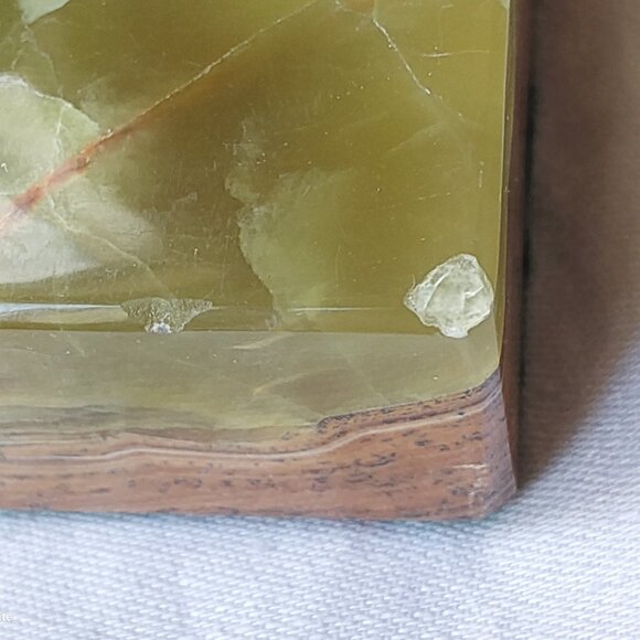 Vtg Schaeffer green marble desk set 2 fountain pens 14K gold nibs midcentury - Picture 9 of 11